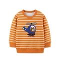 Gestreiftes orangefarbenes Kinder-Sweatshirt mit Bären-Hubschrauber-Stickerei - 2Y(90cm) / Orange-weiße Streifen