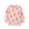 Sweat-shirt fille en coton rose avec imprimé ice cream et finitions côtelées - 2Y / Rose