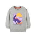 Light gray cotton sweatshirt for boys with colorful Dino Adventures cartoon print - Light Gray (8334)