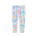 Light blue leggings for girls featuring colorful unicorns, rainbows and kittens - Light Blue Cartoon Print / 2Y(90cm)