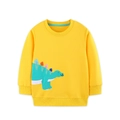 Gelbes Kinder-Sweatshirt mit niedlicher grüner Dinosaurier-Stickerei und Rippbündchen - 2Y(90cm) / Gelb (8336)