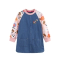 Robe en jean pour fille avec broderie florale et manches à imprimé dessin animé - 2Y(90cm) / Style Imprimé Patchwork en Jean (1456)
