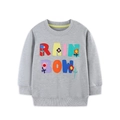 Sweat gris pour fille avec lettres arc-en-ciel colorées et broderies florales - 2Y(90cm) / Gris (8345)