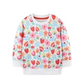 Girls' white sweatshirt with all-over strawberry and floral print and ribbed cuffs - 2Y(90cm) / Multicolor Floral (A8348)