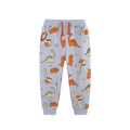 Grey boys' joggers with cartoon dinosaur print and orange drawstring tie for kids - 2Y(90) / Gray (3214)