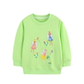 Neongrünes Mädchen-Sweatshirt mit buntem Feen-Stickereimuster und Rundhalsausschnitt - 2Y(90cm) / Fluoreszierendes Grün (8344)