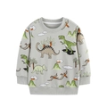 Felpa grigio chiaro da bambino con stampa di dinosauri all-over e polsini a coste - 2Y(90cm) / Stampa Dinosauro (8360)