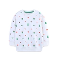 White cotton kids Christmas sweatshirt with festive reindeer and tree patterns - 2Y(90cm) / Christmas Print (8269)