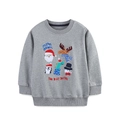 Graues Langarm-Sweatshirt für Jungen mit festlicher Weihnachtsstickerei und Rundhals - Grauer Weihnachts-Stickereistil (8221) / 2Y(90cm)
