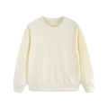 Minimalist cream white round neck sweatshirt for kids with classic ribbed cuffs and hem - 2-3Y(100cm) / Off White