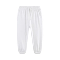 Minimalist kids pure white cotton jogger pants with elastic waist and drawstring - 3-4Y(110cm) / White