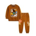 Kids ocher two-piece tracksuit featuring dinosaur embroidery and ribbed elastic cuffs - 2Y(90) / Ginger Dinosaur Style (8300+3171)