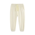 Kids cream colored cotton jogger pants with elastic drawstring waist and ribbed cuffs - 3-4Y(110cm) / Beige