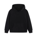 Classic black hooded sweatshirt for kids featuring a front kangaroo pocket and ribbed cuffs - 3-4Y(110cm) / Black
