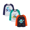 Confezione da tre magliette a maniche lunghe da bambino con trattore e razzo - 2Y(90cm) / Set da 3 (5371+5395+5502)