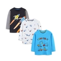 Set da 3 t-shirt a maniche lunghe per bambini con stampe di razzi e scavatrici - 2Y(90cm) / Set da Tre Razzo e Veicolo da Cantiere