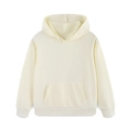 Solid cream white hooded sweatshirt for kids featuring a front kangaroo pocket - 3-4Y(110cm) / Off White