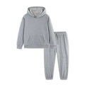 Toddler solid grey hooded sweatshirt and joggers set with kangaroo pocket and drawstring - Light Grey (D9904+D7704) / 2-3Y(100cm)