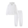 Toddler solid white hooded sweatshirt and matching jogger pants two-piece set - White (D9902+D7702) / 3-4Y(110cm)