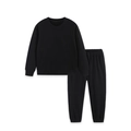 Toddler solid black cotton knit sweatshirt and sweatpants sports suit for children - 2-3Y(100cm) / Black