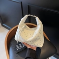 Elegant white pleated dumpling bag with rhinestones and silver metal buckle detail - Off White