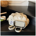 Versatile cream-colored multi-functional commuter bag with clear display windows - White