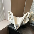 Creamy white dumpling shoulder bag with knotted leather straps and curved minimalist design - Off White
