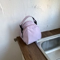 Minimalist light purple shell bag in nylon fabric with portable buckle handle - Purple (Without Pendant)