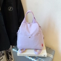 Lightweight lavender nylon crossbody chest bag with top handle and magnetic front pocket - Purple