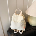 Minimalist beige nylon multi-way backpack with magnetic buckle and top handles - Off White