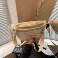 Chic beige leather crossbody waist bag with Mulaidi logo and adjustable strap - Off White