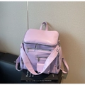 Versatile purple multi-pocket quilted backpack in PU leather with silver hardware - Purple