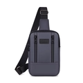 Dark gray washed denim crossbody chest bag with adjustable strap and Sport patch - Gray