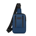 Dark blue lightweight sports chest bag with double zippers and adjustable shoulder strap - Blue