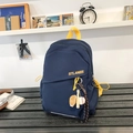 Dark blue crossbody sports bag with yellow accents and a baseball charm for hiking - Blue with Charm