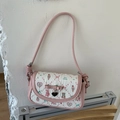 Bolso bandolera estilo ballet rosa y blanco con estampados de animales y lazo decorativo - Rosa