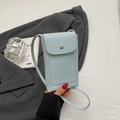 Petit sac de téléphone en similicuir bleu clair à texture grainée et fermoir magnétique - Bleu Sans Pendentif