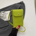 Mini sac de téléphone vert fluo en similicuir texturé avec fermeture à bouton-pression - Vert Sans Pendentif