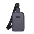 Modern charcoal grey waterproof sling bag for men with adjustable shoulder strap and sport logo - Gray