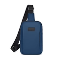 Dark blue lightweight nylon crossbody sports bag with adjustable strap and sport logo - Blue