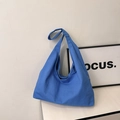 Minimalist Klein Blue canvas tote bag with wide shoulder strap for women - Blue