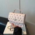 Pink quilted crossbody bag with silver rhinestones and star detail for women - Pink