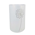Macro shot of dandelion laser-cut pattern on white pearlescent paper lantern shade - Creamy White Dandelion Style (Lampshade-13)