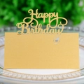 Segnaposto dorato glitterato Happy Birthday tagliato al laser per feste di compleanno - Oro