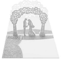 Macro detail of laser-cut 3D pop-up wedding card with silver glitter floral arch - Silver Glitter