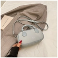 Light blue-grey bowling bag with litchi texture and adjustable shoulder strap - Haze Blue