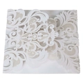 Elegante copertina per invito di nozze tagliata al laser con motivi floreali damascati - Bianco (HK-2)