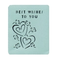 Détail de la carte bleu clair avec texte Best Wishes To You et motifs cœurs et fleurs - Bleu Pâle Perlé