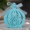 Elegante scatola regalo blu chiaro intagliata al laser con cuore e nastro in seta - Blu Tiffany