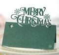 Laser cut dark green Christmas place cards with snowflake and Merry Christmas hollow design - Pearlescent Dark Green
